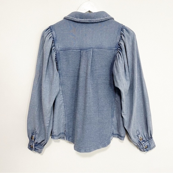 BOGO! Anthropologie Pilcro Chambray Denim Sweatshirt Buttondown Jacket XXS - Picture 8 of 12